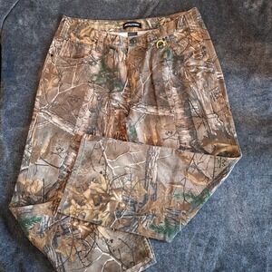 Real Tree Camo Straight Leg Pants Mens 38x32 Canvas Hunting Camping Fishing